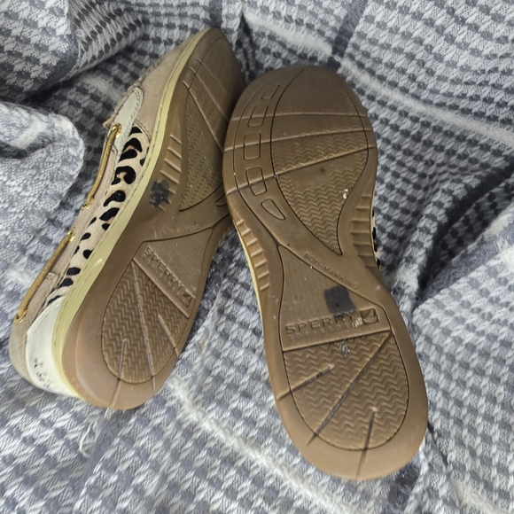 SPERRY ANGELFISH LEOPARD JACQUARD SLIP-ON BOAT SHOES TOPSIDER TAN/GOLD SIZE 8 - Picture 9 of 9